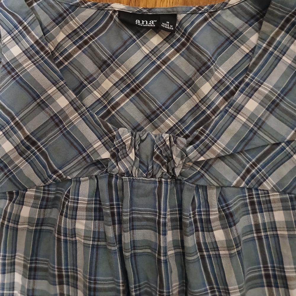 a.n.a. Blue Plaid Tank Top